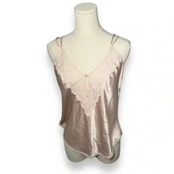 Vintage cottagecore Fairycore pink satin cami tank top 36/M - Picture 2 of 6